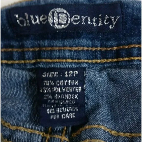 Blue Identity Jewelled Embroidered Whiskered Distressed Jean Shorts Size 12P - Picture 7 of 7